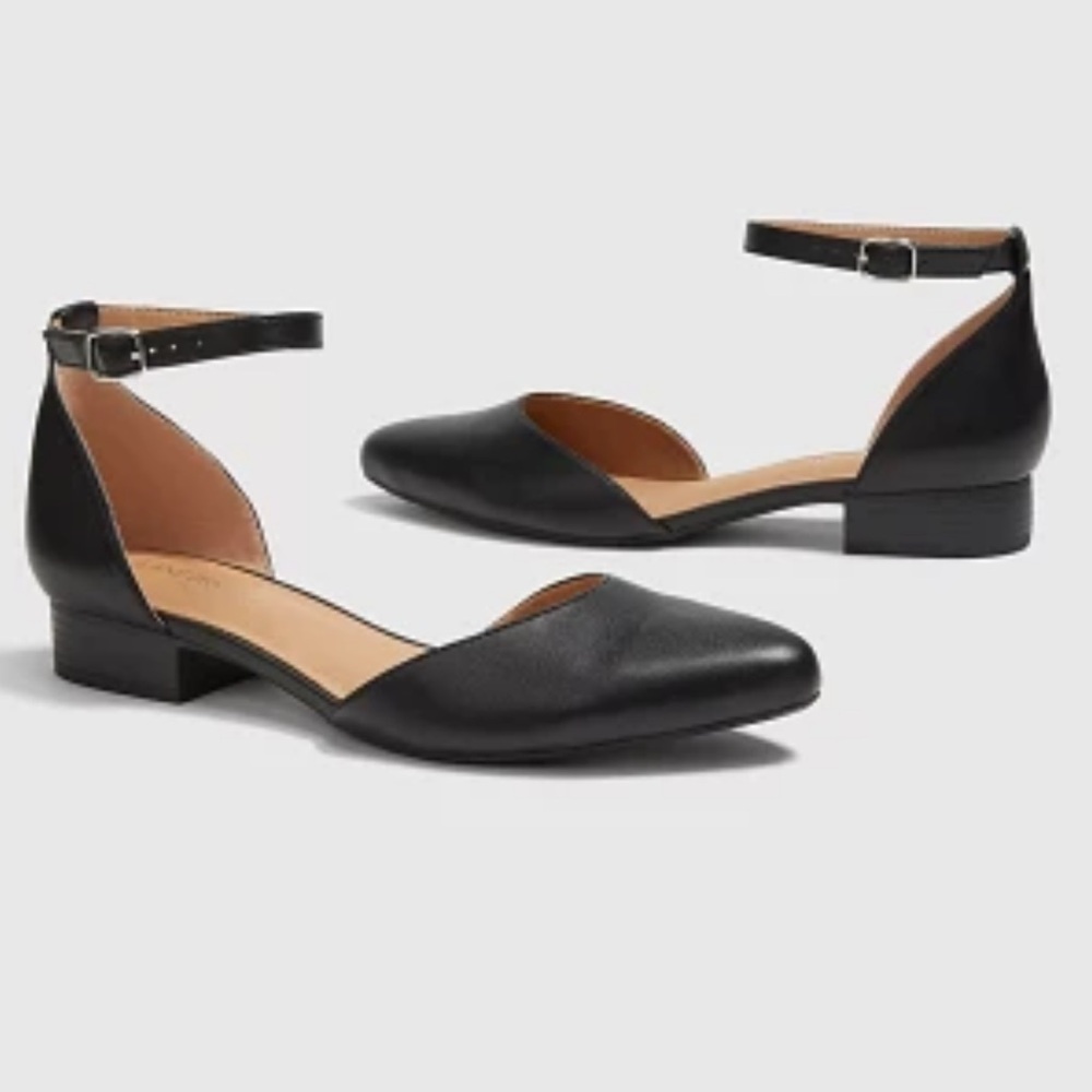 Lane Bryant Black Ankle Strap Heels Flats